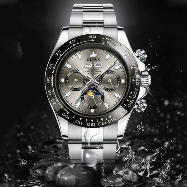 OLEVS 6654 Multifunction Dial Mechanical Movement Men Watch