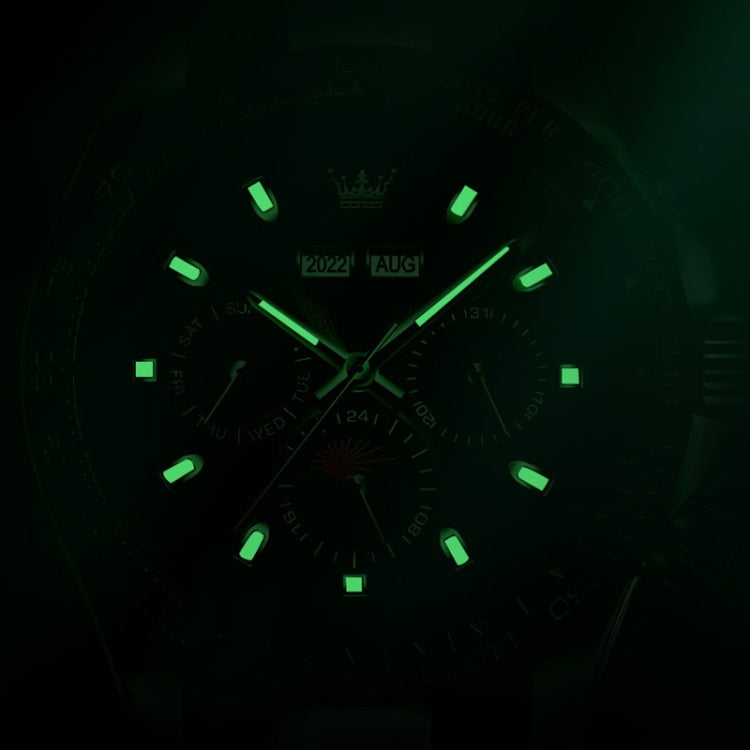 OLEVS 6654 Multifunction Dial Mechanical Movement Men Watch