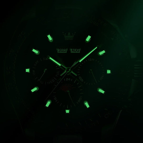 OLEVS 6654 Multifunction Dial Mechanical Movement Men Watch