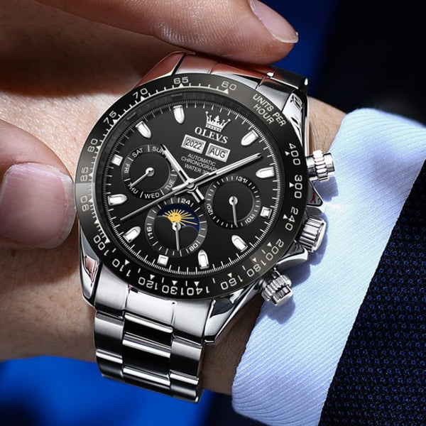 OLEVS 6654 Multifunction Dial Mechanical Movement Men Watch