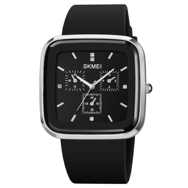 SKMEI 1902 Stainless Steel Buckle Silicone Strap Waterproof Quartz Watch