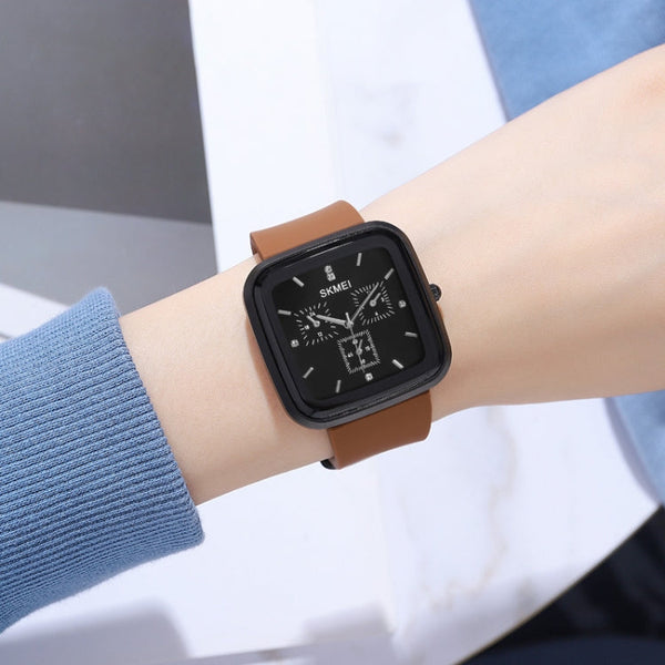 SKMEI 1902 Stainless Steel Buckle Silicone Strap Waterproof Quartz Watch