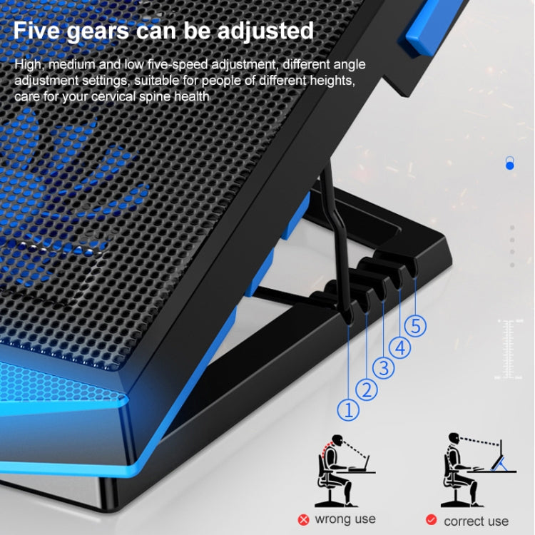 5 Fan 2 USB Lifting Folding Laptop Cooling Stand