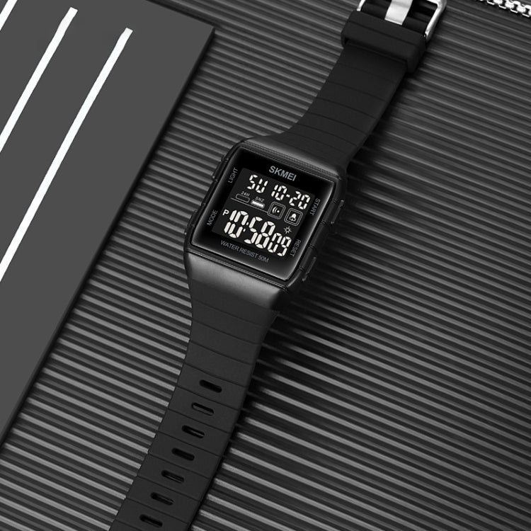 SKMEI 1960 Stainless Steel Buckle Silicone Strap Waterproof Electronic Watch