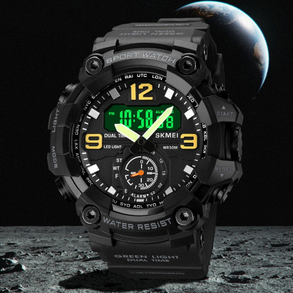 SKMEI 1965 Stainless Steel Buckle PU Strap Waterproof Electronic Watch