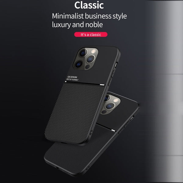 Classic Tilt Strip Grain Magnetic Shockproof PC + TPU Phone Case