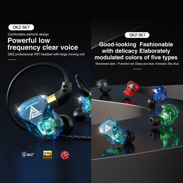 QKZ SK7 3.5mm Sports In-ear Copper Driver Wired HIFI Stereo Earphone with Mic