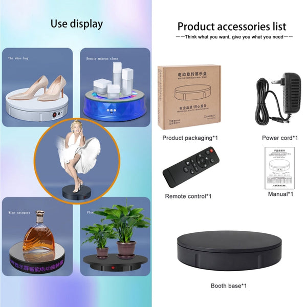30cm Charging Rotating Display Stand Video Shooting Turntable, Load: 50kg