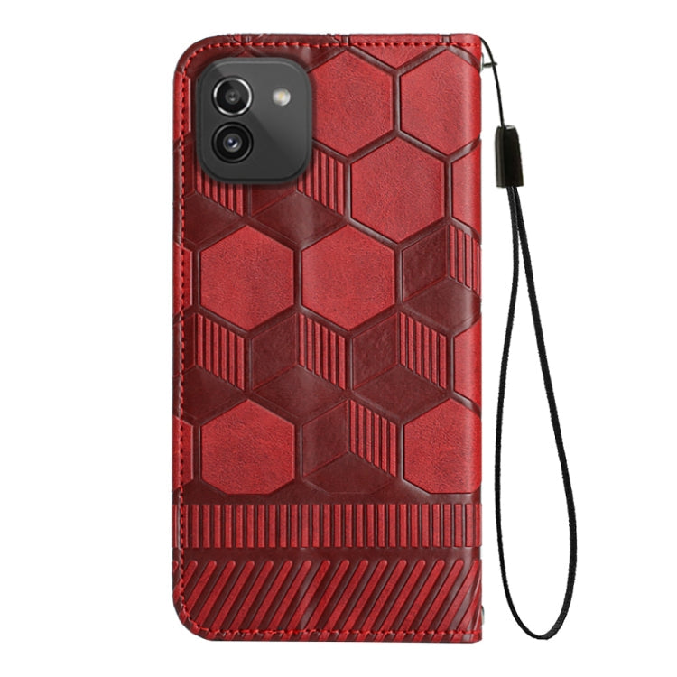 Football Texture Magnetic Leather Flip Phone Case, For Samsung Galaxy A03 164mm, For Samsung Galaxy A03 166mm, For Samsung Galaxy A03s 164mm India, For Samsung Galaxy A03s 165.8mm US Version