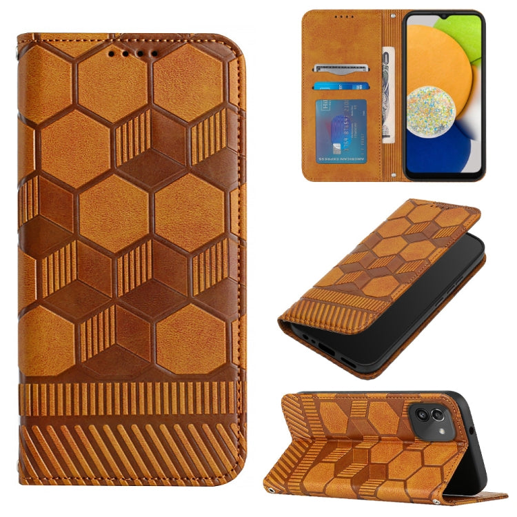 Football Texture Magnetic Leather Flip Phone Case, For Samsung Galaxy A03 164mm, For Samsung Galaxy A03 166mm, For Samsung Galaxy A03s 164mm India, For Samsung Galaxy A03s 165.8mm US Version