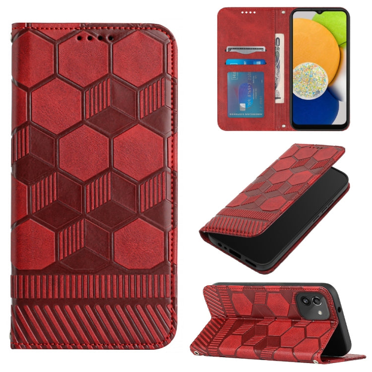 Football Texture Magnetic Leather Flip Phone Case, For Samsung Galaxy A03 164mm, For Samsung Galaxy A03 166mm, For Samsung Galaxy A03s 164mm India, For Samsung Galaxy A03s 165.8mm US Version