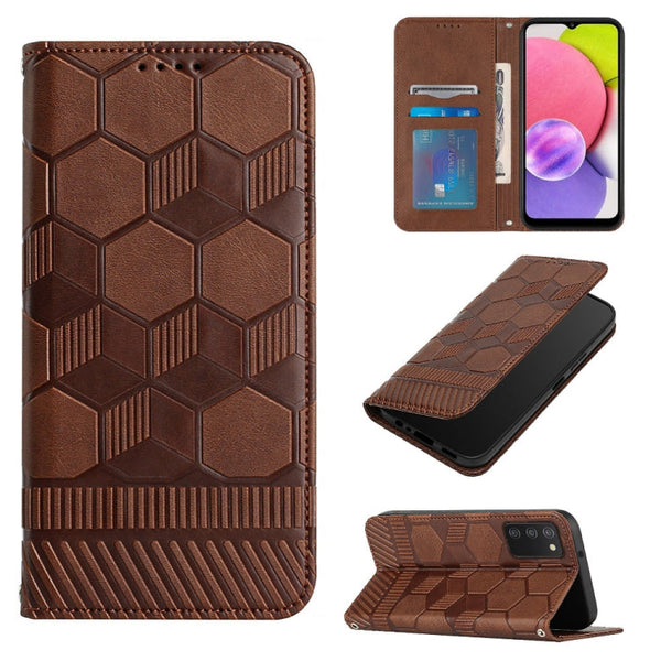Football Texture Magnetic Leather Flip Phone Case, For Samsung Galaxy A03 164mm, For Samsung Galaxy A03 166mm, For Samsung Galaxy A03s 164mm India, For Samsung Galaxy A03s 165.8mm US Version