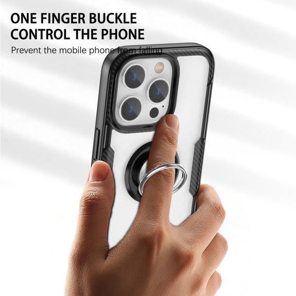 Shockproof Transparent TPU + Acrylic Protective Phone Case with Ring Holder, For iPhone 14 Pro, For iPhone 14 Max, For iPhone 14