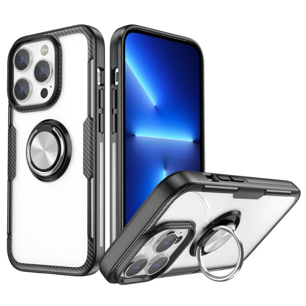 Shockproof Transparent TPU + Acrylic Protective Phone Case with Ring Holder, For iPhone 14 Pro, For iPhone 14 Max, For iPhone 14