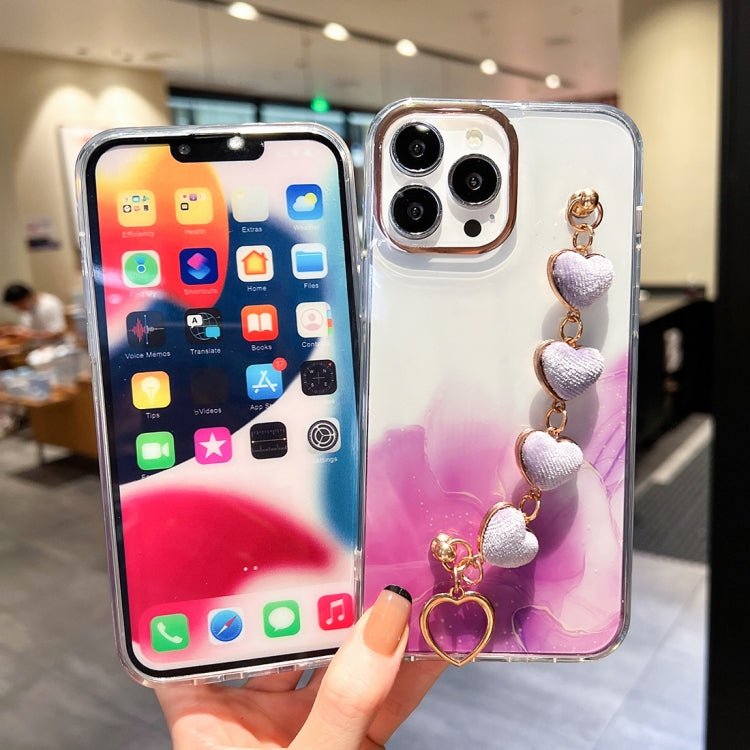 Gold Halo Marble Pattern Case with Bracelet, For iPhone 14, For iPhone 14 Plus, For iPhone 14 Pro, For iPhone 14 Pro Max, For iPhone 13, For iPhone 13 Pro