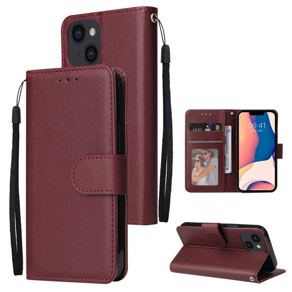 Multifunctional Horizontal Flip Leather Case with Three Card Slot, For iPhone 14, For iPhone 14 Plus, For iPhone 14 Pro