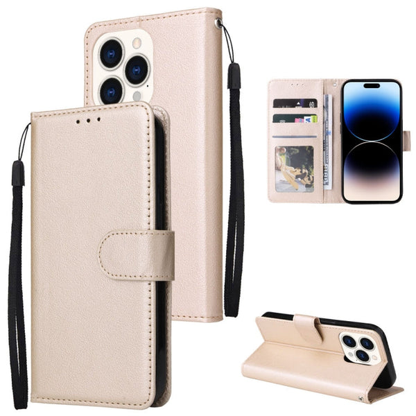 Multifunctional Horizontal Flip Leather Case with Three Card Slot, For iPhone 14, For iPhone 14 Plus, For iPhone 14 Pro