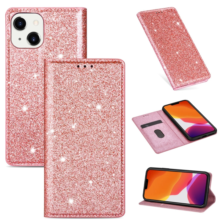 Ultrathin Glitter Magnetic Horizontal Flip Leather Case with Holder & Card Slots, For iPhone 14, For iPhone 14 Max, For iPhone 14 Pro, For iPhone 14 Pro Max