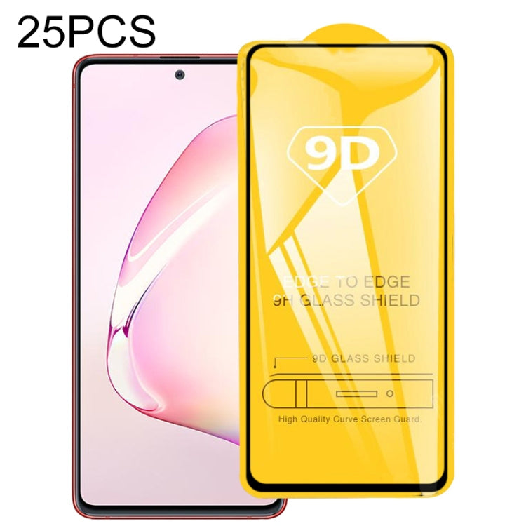 25 PCS 9D Full Glue Full Screen Tempered Glass Film, For Vivo Z6, For Galaxy Note 10 Lite
