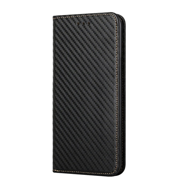 Carbon Fiber Texture Magnetic Flip Leather Phone Case