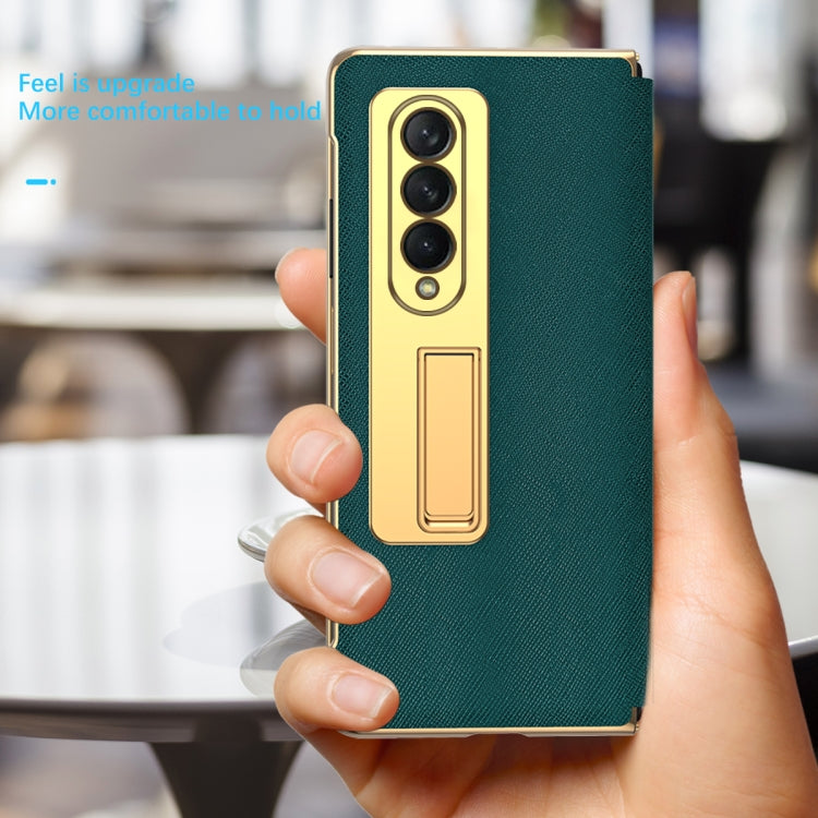 Cross Texture Integrated Electroplating Hinge Flip Phone Case with Tempered Film
