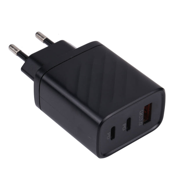 AR-892 3 in 1 QC3.0 PD20W USB + USB-C / Type-C Wall Travel Charger, EU Plug, UK Plug
