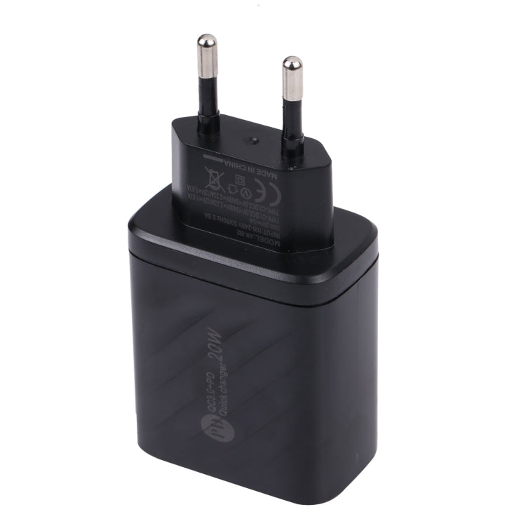 AR-892 3 in 1 QC3.0 PD20W USB + USB-C / Type-C Wall Travel Charger, EU Plug, UK Plug