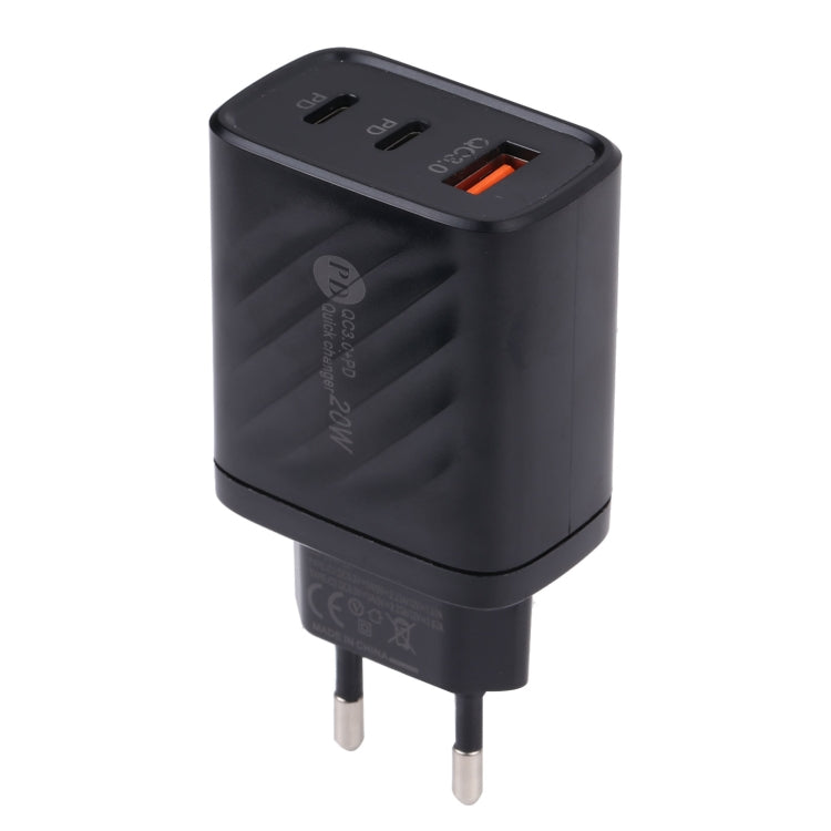 AR-892 3 in 1 QC3.0 PD20W USB + USB-C / Type-C Wall Travel Charger, EU Plug, UK Plug