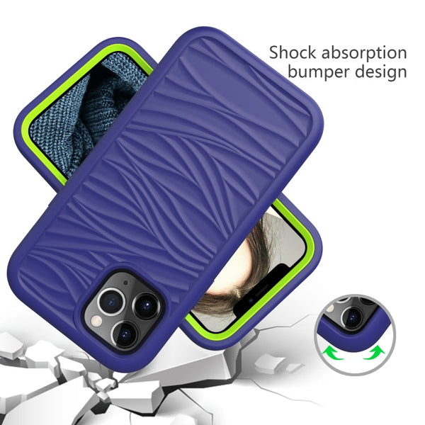Wave Pattern 3 in 1 Silicone + PC Shockproof Phone Case, For iPhone 14, For iPhone 14 Plus, For iPhone 14 Pro