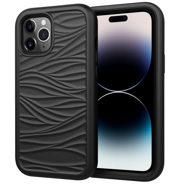 Wave Pattern 3 in 1 Silicone + PC Shockproof Phone Case, For iPhone 14, For iPhone 14 Plus, For iPhone 14 Pro