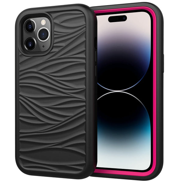 Wave Pattern 3 in 1 Silicone + PC Shockproof Phone Case, For iPhone 14, For iPhone 14 Plus, For iPhone 14 Pro