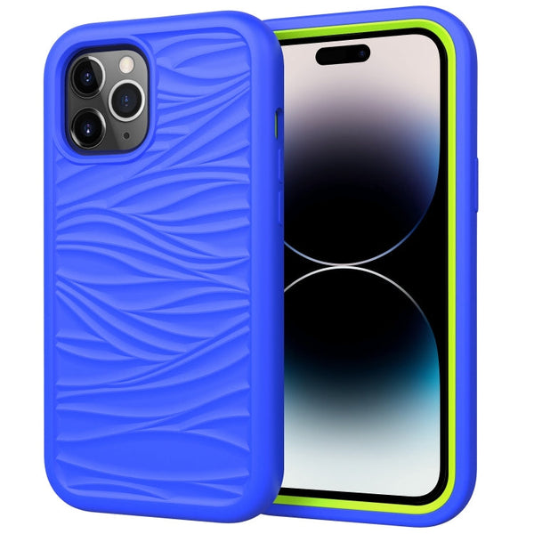 Wave Pattern 3 in 1 Silicone + PC Shockproof Phone Case, For iPhone 14, For iPhone 14 Plus, For iPhone 14 Pro