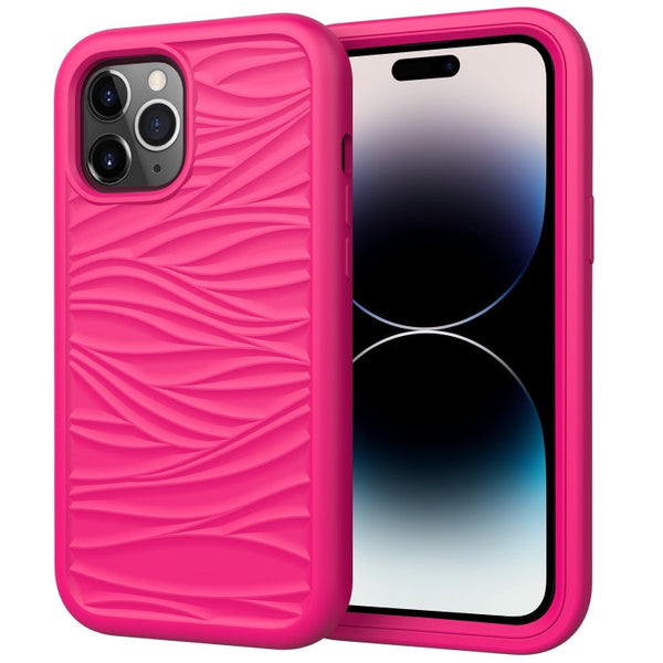 Wave Pattern 3 in 1 Silicone + PC Shockproof Phone Case, For iPhone 14, For iPhone 14 Plus, For iPhone 14 Pro