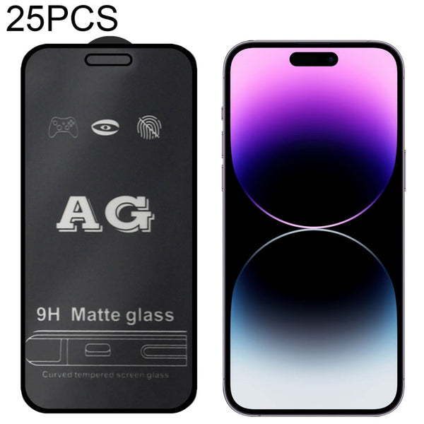 25 PCS AG Matte Frosted Full Cover Tempered Glass Film, For iPhone 14 Pro (25 PCS), For iPhone 14 Pro Max (25 PCS)