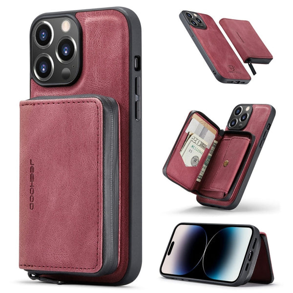 JEEHOOD Magnetic Zipper Wallet Leather Phone Case, For iPhone 14, For iPhone 14 Plus, For iPhone 14 Pro, For iPhone 14 Pro Max