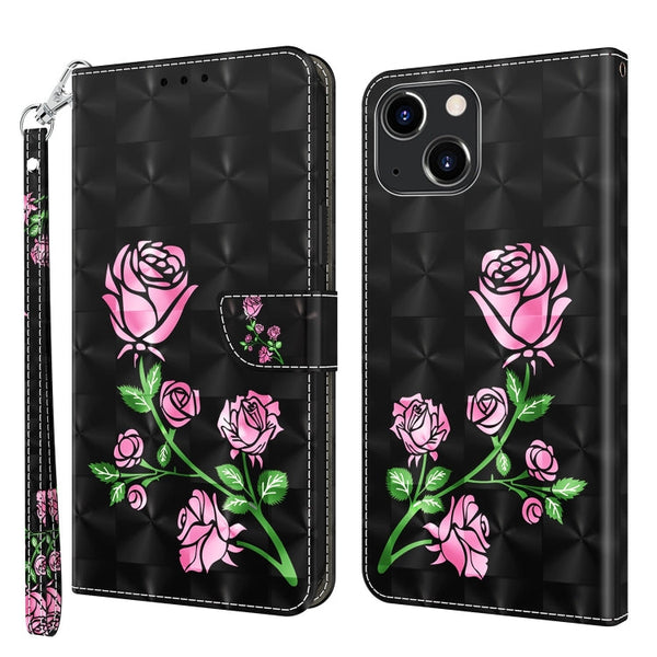 3D Painted Leather Phone Case, For iPhone 14, For iPhone 14 Plus, For iPhone 14 Pro