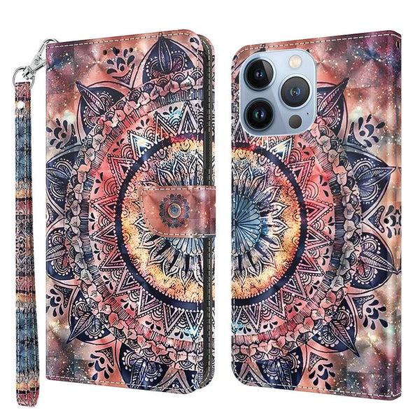 3D Painted Leather Phone Case, For iPhone 13 Pro, For iPhone 13 Pro Max, For iPhone 12 mini