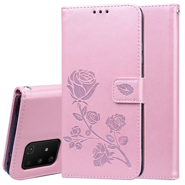 Rose Embossed Horizontal Flip PU Leather Case with Holder & Card Slots & Wallet