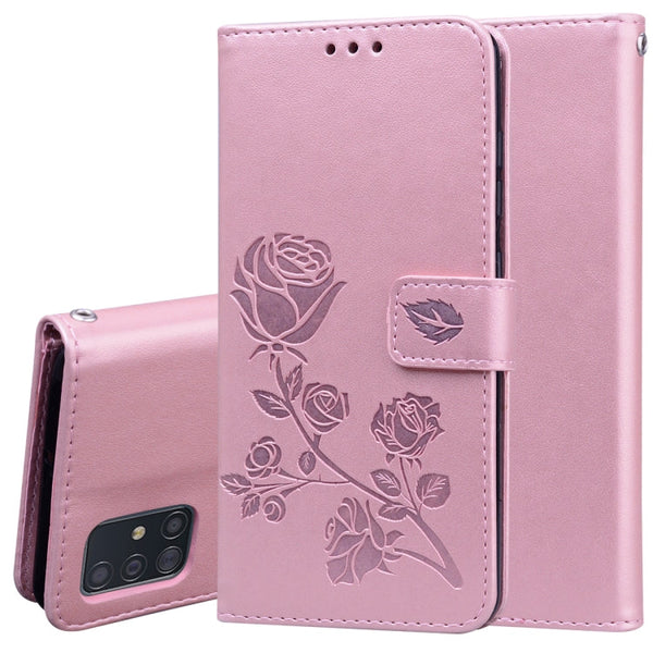 Rose Embossed Horizontal Flip PU Leather Case with Holder & Card Slots & Wallet