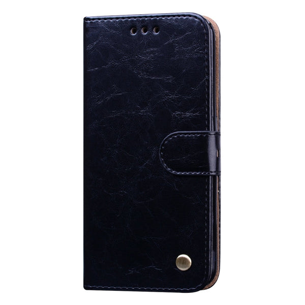 Business Style Oil Wax Texture Horizontal Flip Leather Case, with Holder & Card Slots & Wallet