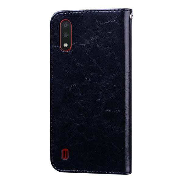 Business Style Oil Wax Texture Horizontal Flip Leather Case, with Holder & Card Slots & Wallet