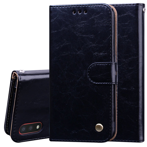 Business Style Oil Wax Texture Horizontal Flip Leather Case, with Holder & Card Slots & Wallet
