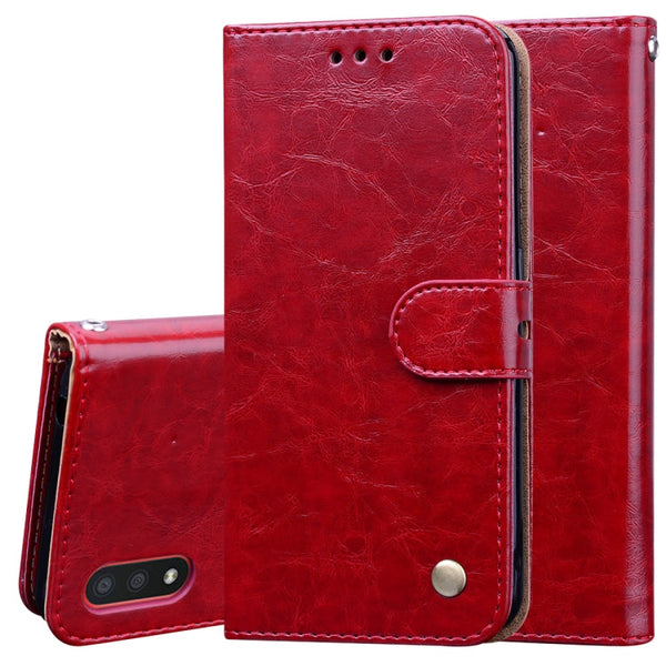 Business Style Oil Wax Texture Horizontal Flip Leather Case, with Holder & Card Slots & Wallet