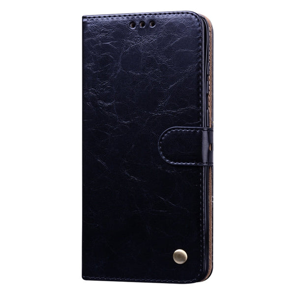 Business Style Oil Wax Texture Horizontal Flip Leather Case, with Holder & Card Slots & Wallet