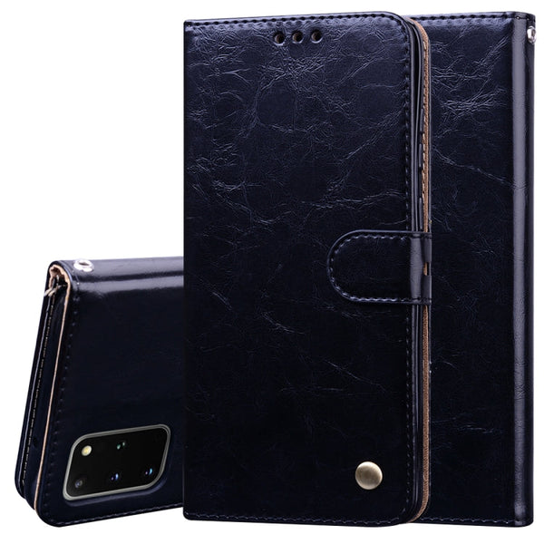 Business Style Oil Wax Texture Horizontal Flip Leather Case, with Holder & Card Slots & Wallet