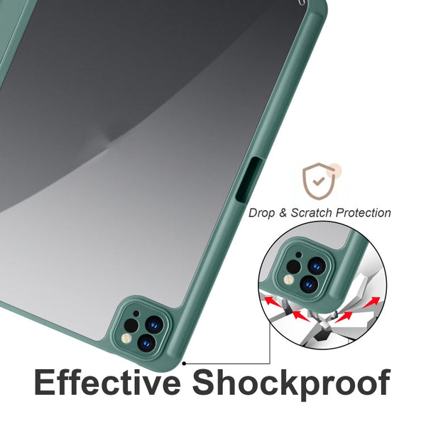 Acrylic 3-folding Smart Leather Tablet Case, For iPad Air 13 2024 / Pro 12.9 2022 / 2021/2020/2018, For Samsung Galaxy Tab S6 Lite 2020/2022