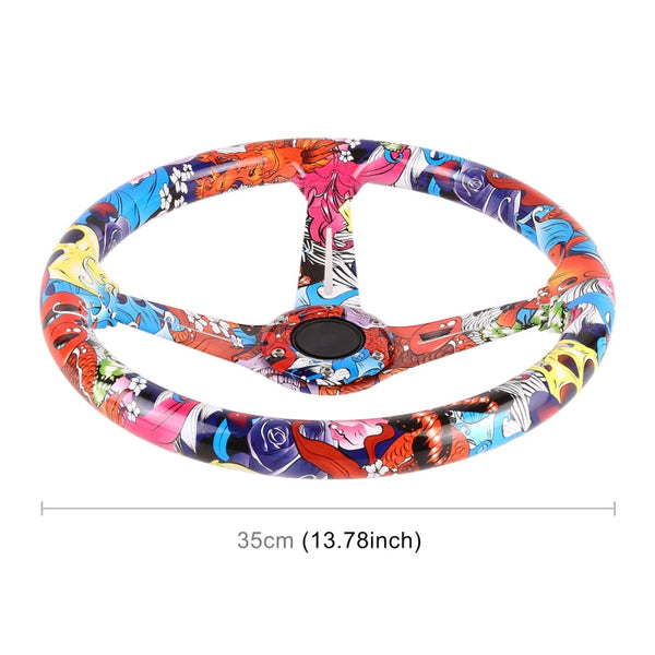 35cm Car Racing Graffiti ABS Steering Wheel
