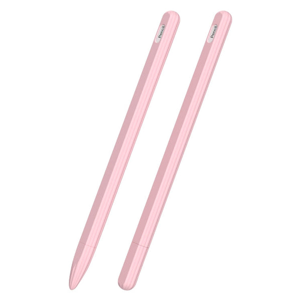 3 in 1 Striped Liquid Silicone Stylus Case with Two Tip Caps, For Apple Pencil 1, For Apple Pencil 2