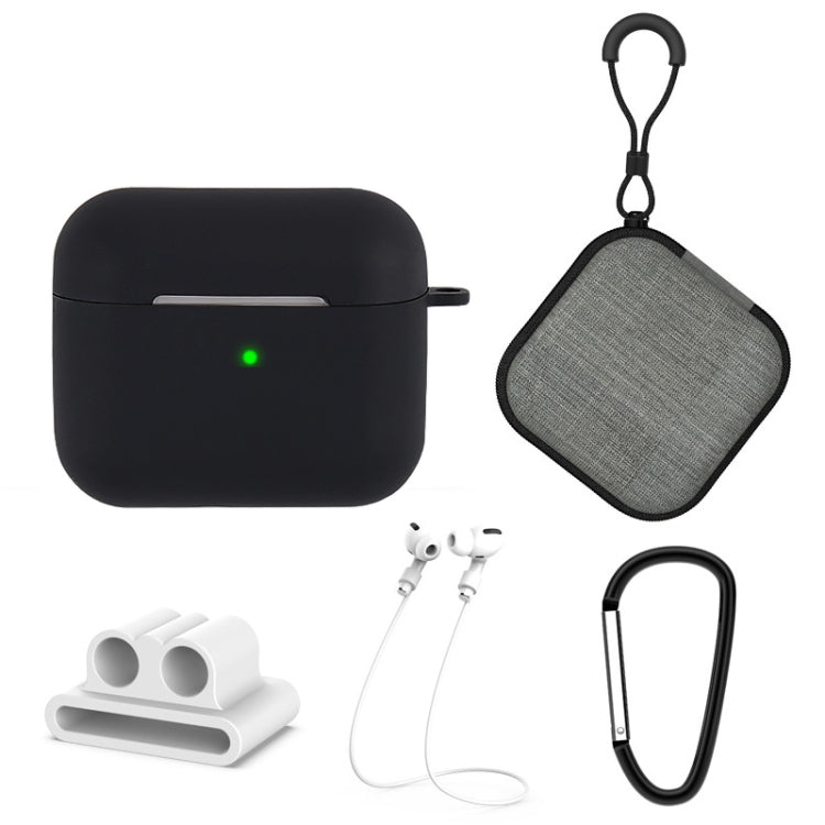 5 in 1 Silicone Earphone Protective Case + Earphone Bag + Earphones Buckle + Hook + Anti-lost Rope Set, For AirPods 3