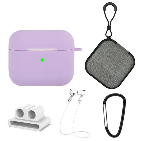 5 in 1 Silicone Earphone Protective Case + Earphone Bag + Earphones Buckle + Hook + Anti-lost Rope Set, For AirPods 3